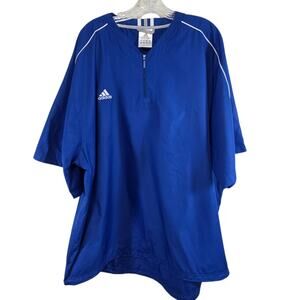 Adidas Mens Blue Golf Baseball 1/4 Zip Short Sleeve Pullover Windbreaker 2XL